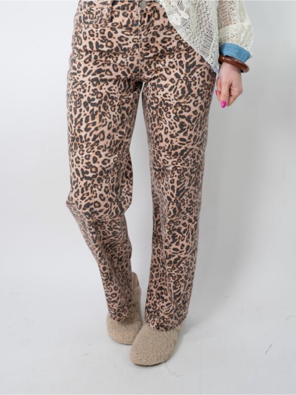 Leopard Print Wide Leg Pants - Brown & Black Dear John